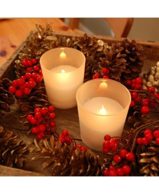 Lumabase Set of 2 Frosted Glass Flickering LED Candles