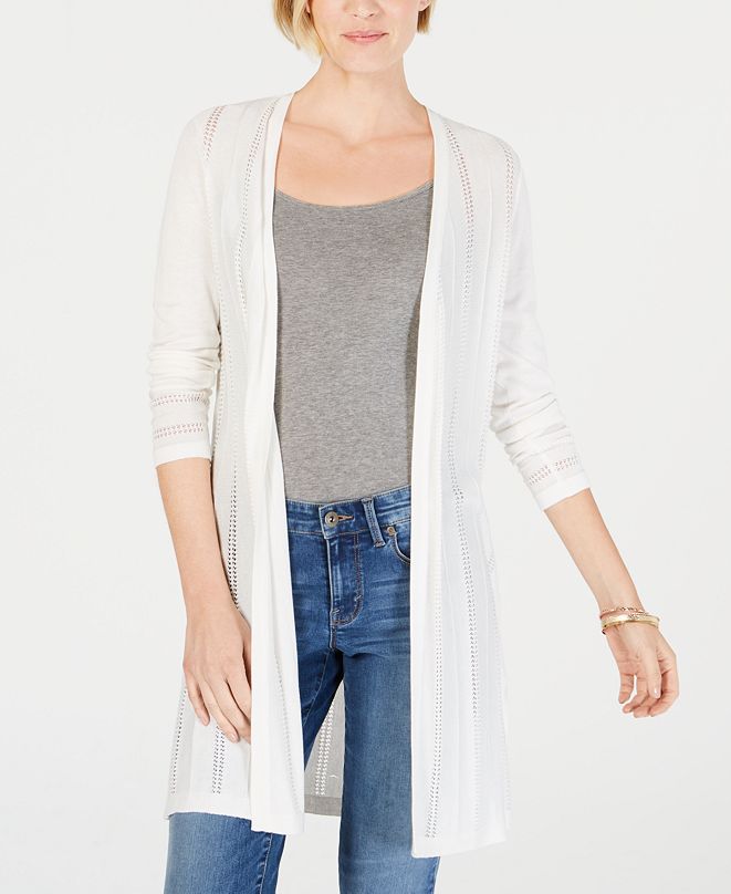 pointelle duster cardigan