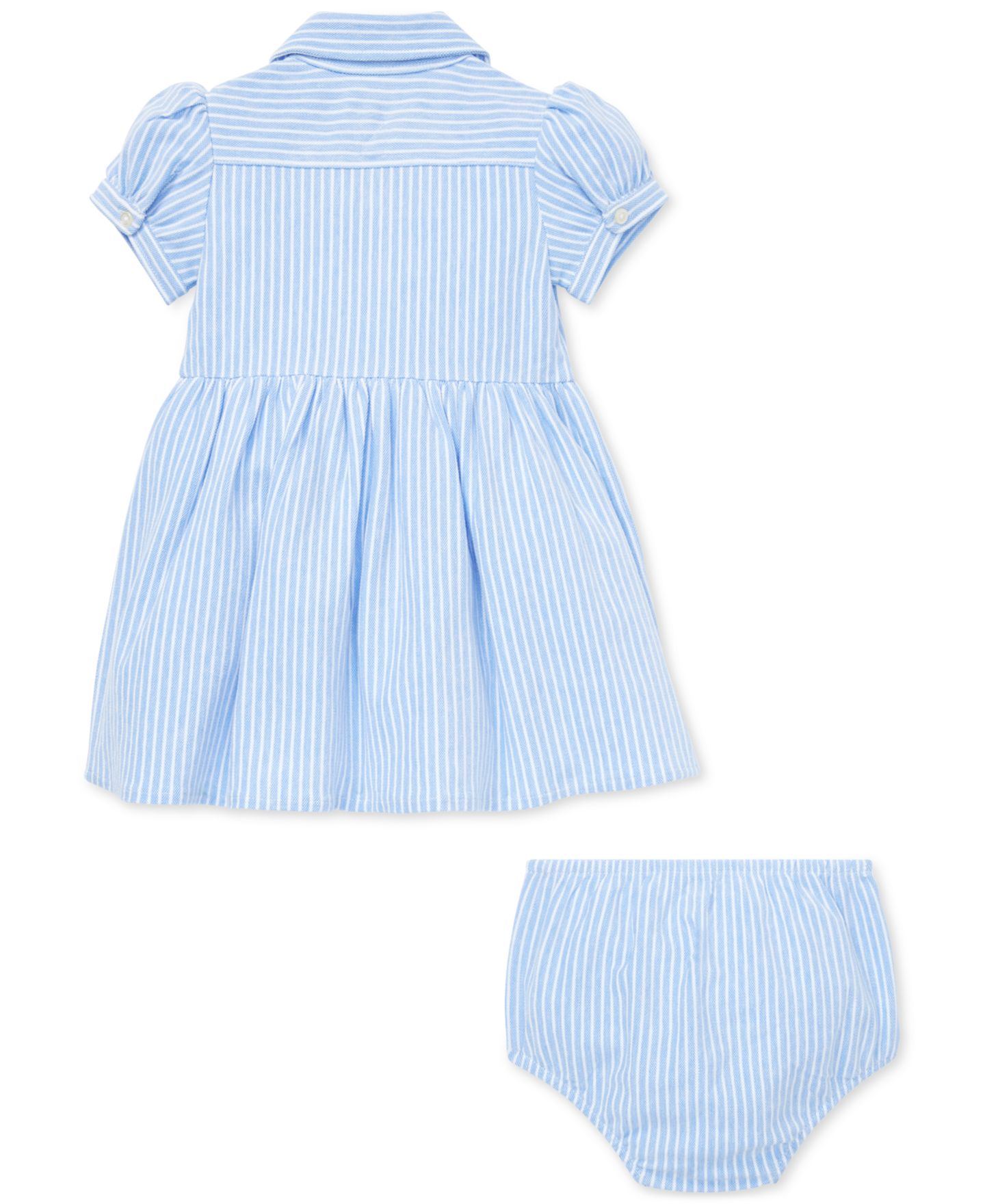 Платье Polo Ralph Lauren Striped Knit Oxford Dress для девочек-малышей, цвет: Синий — фото 2