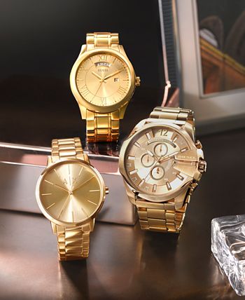 A|X Armani Exchange Men's Cayde Gold-Tone Stainless Steel Bracelet Watch  42mm - Macy's