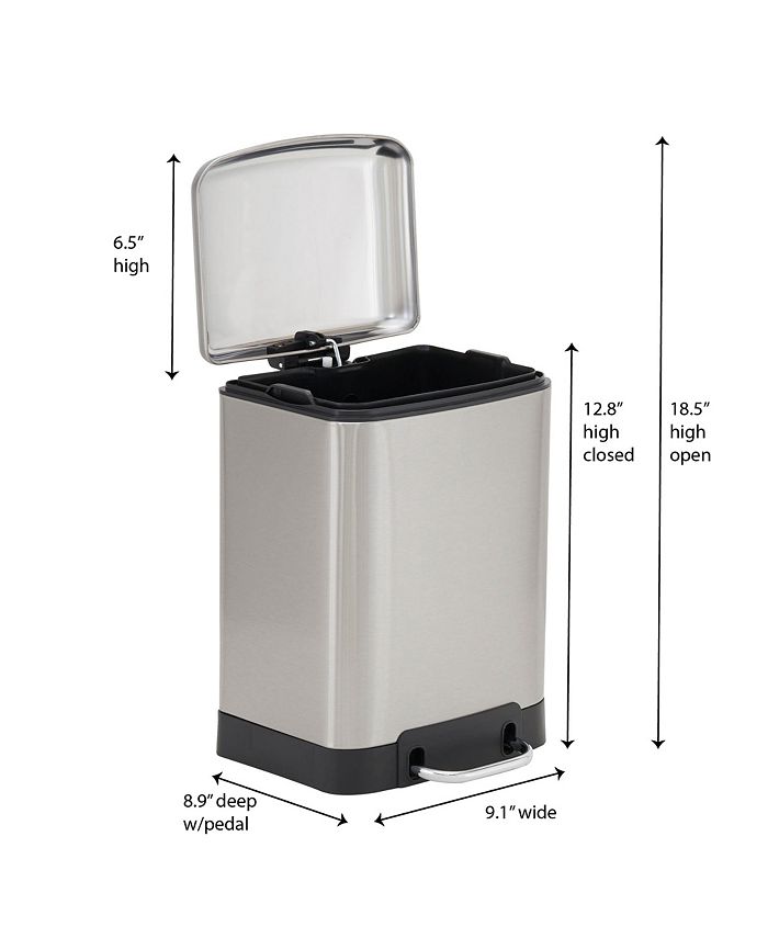 Household Essentials Stainless Steel 6L Crescent Rectangle Step Trash ...