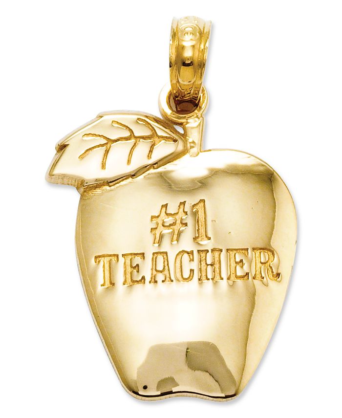 #1 Teacher Apple Charm Sterling Silver for Bracelet 925 Engraved Number One Gift 