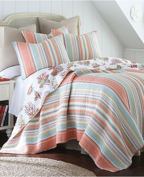 coral aqua king quilt