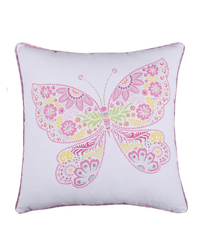 Levtex Home Kama Butterfly Poms Decorative Pillow, 18" x 18" Macy's