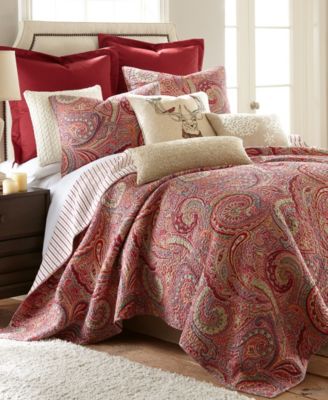 Photo 1 of *NEW* Levtex Spruce Coral Paisley Reversible Quilt 