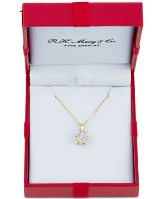 Diamond Halo 18" Pendant Necklace (1/3 ct. t.w.) in 14k White, Yellow or Rose Gold