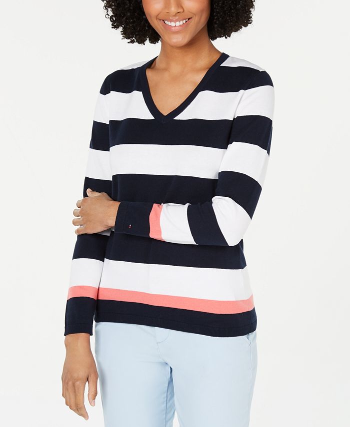 Tommy Hilfiger Cotton Striped Sweater, Created for Macy's - Macy's