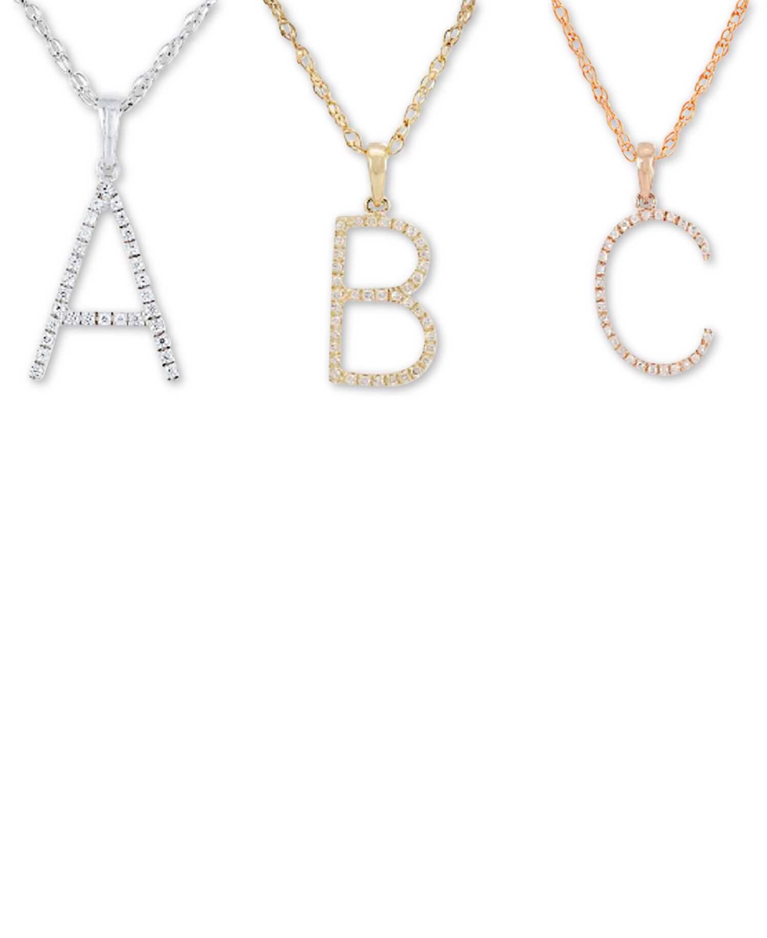 Diamond (1/10 ct. t.w.) Initial Pendant Necklace, 16" + 2" Extender