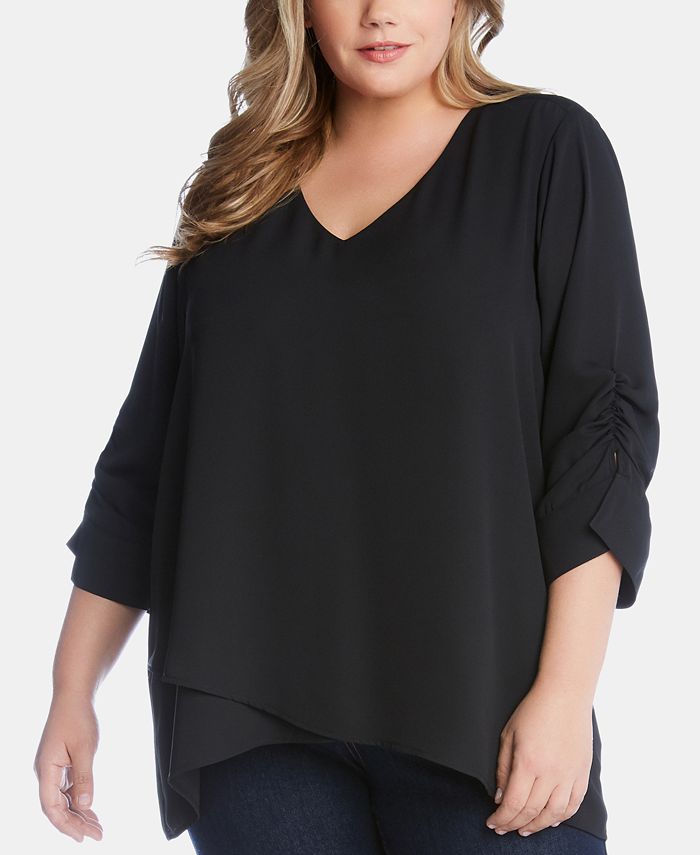 Karen Kane Plus Size Shirred-Sleeve Top & Reviews - Tops - Women - Macy's