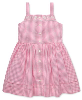 Polo Ralph Lauren Little Girls Gingham Cotton Dress - Macy's