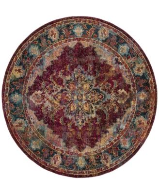 Crystal Ruby and Navy 7' x 7' Round Area Rug