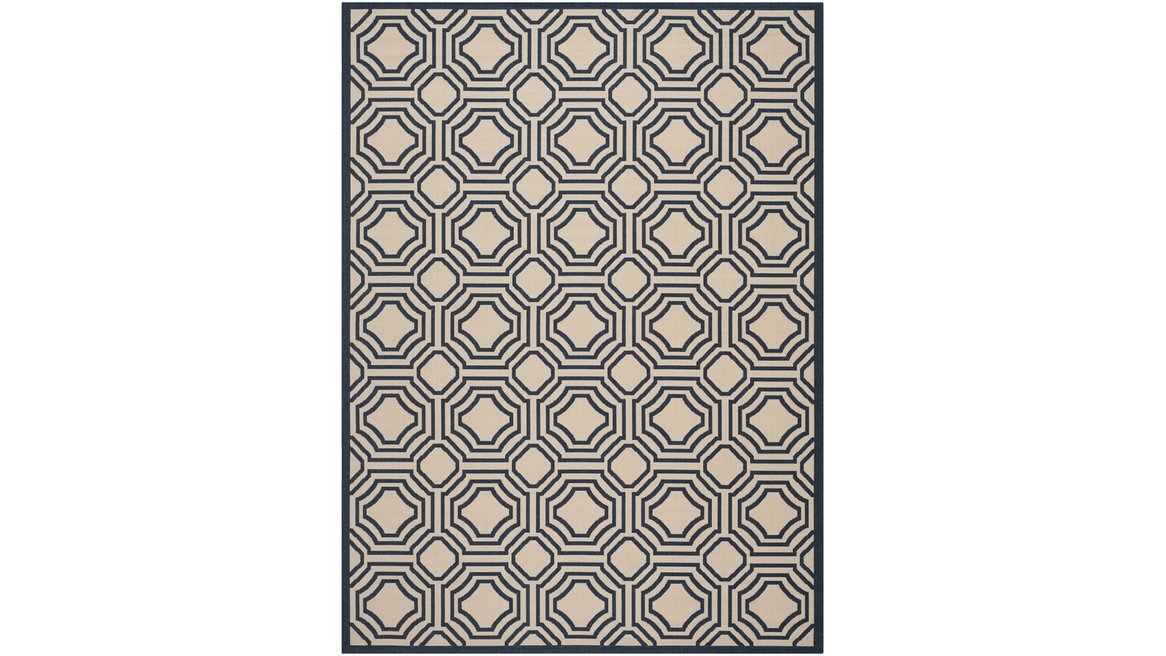 Safavieh Courtyard CY6112 Beige and Navy 8' x 11' Outdoor Area Rug