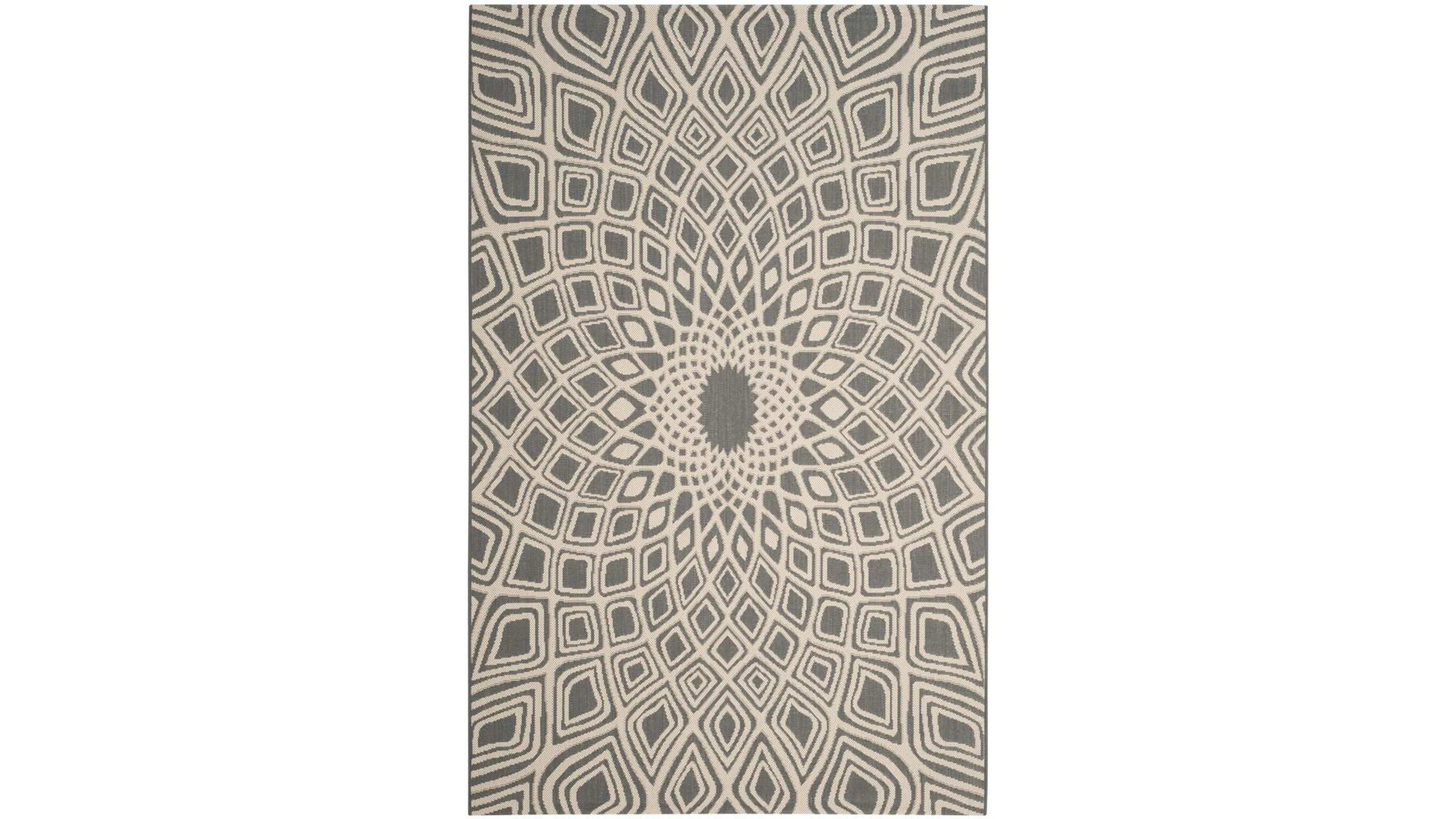 Safavieh Courtyard CY6616 Anthracite and Beige 5'3" x 7'7" Sisal Weave Outdoor Area Rug