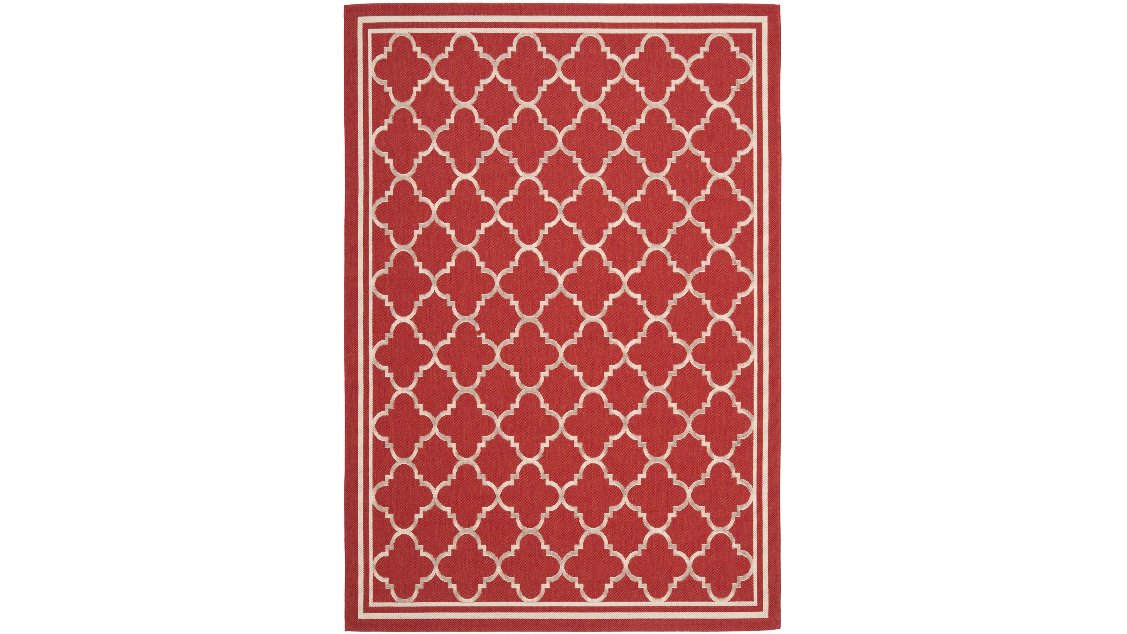 Safavieh Courtyard CY6918 Red and Bone 5'3" x 7'7" Outdoor Area Rug