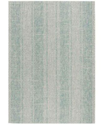 Courtyard CY8736 Light Gray and Aqua 5'3" x 7'7" Sisal Weave Outdoor Area Rug