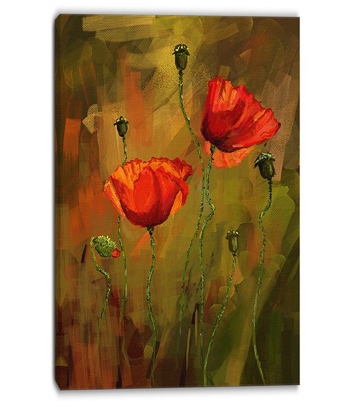 Design Art Designart Watercolor Poppy Flowers Floral Art Canvas Print ...