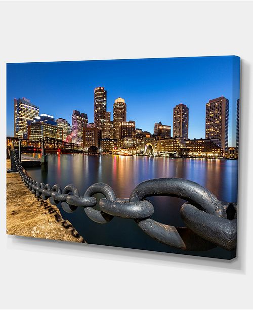 Design Art Designart Boston Skyline At Dusk Cityscape Photo Canvas
