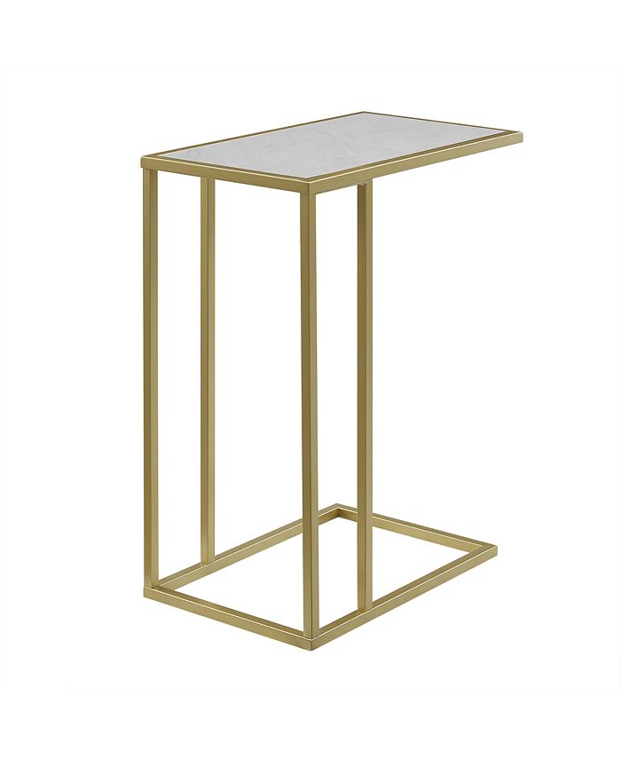 Walker Edison 20" White FauxMarble Top CTable End Table with Gold