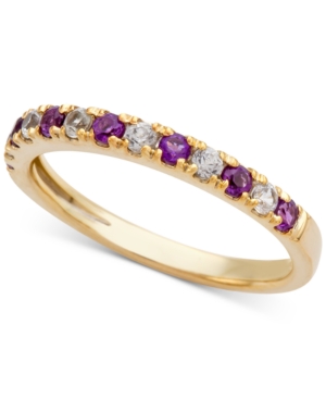 image of Amethyst (1/5 ct. t.w.) and Diamond (1/6 ct. t.w.) Ring in 14k Gold