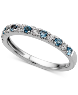 image of Blue Topaz (1/4 ct. t.w.) and Diamond (1/5 ct. t.w.) Ring in 14k White Gold