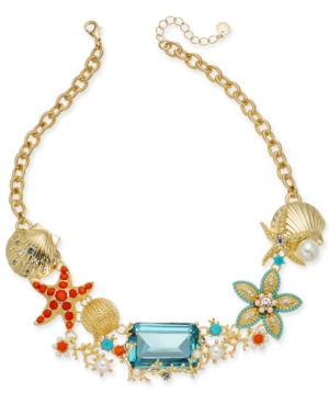 image of Charter Club Crystal & Imitation Pearl Starfish Necklace, 18