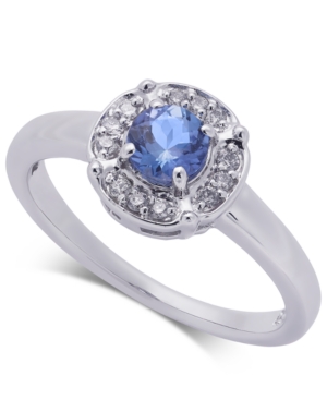 image of Tanzanite (3/8 ct. t.w.) & Diamond (1/10 ct. t.w.) Ring in 10k White Gold