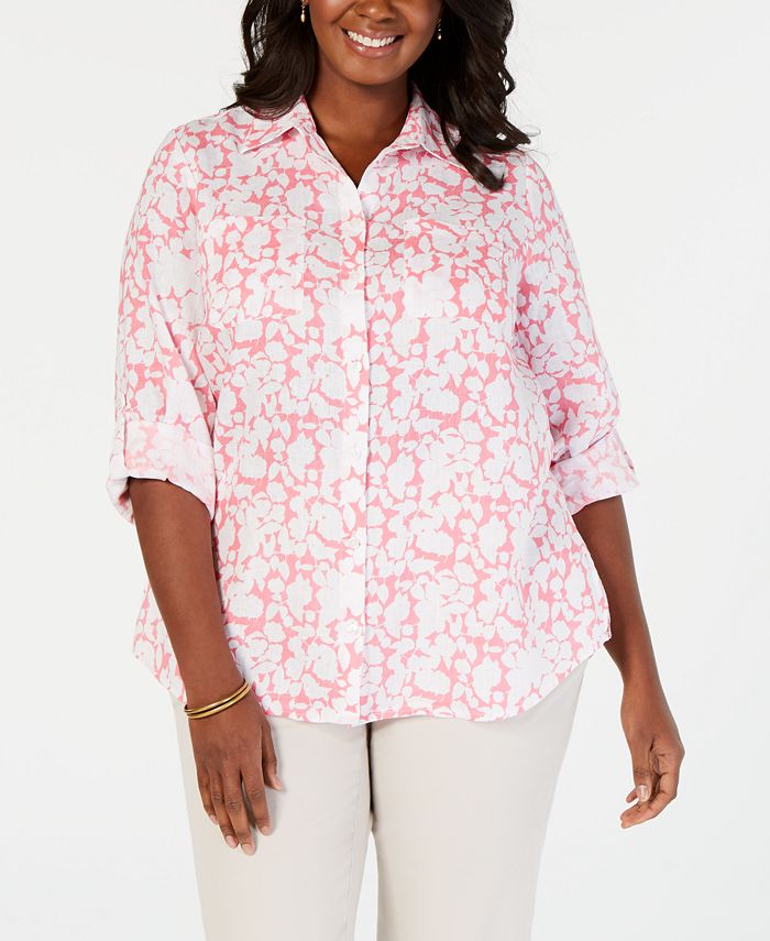 Charter Club Plus Size Linen Shirt, Created for Macy's - Macy's