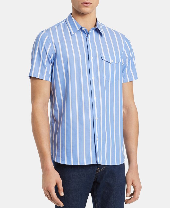Calvin Klein Men's Classic-Fit Yarn-Dyed Stripe Shirt & Reviews ...