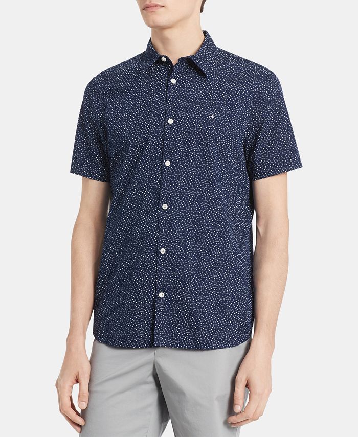 Calvin Klein Men's Classic-Fit Dot-Print Shirt - Macy's