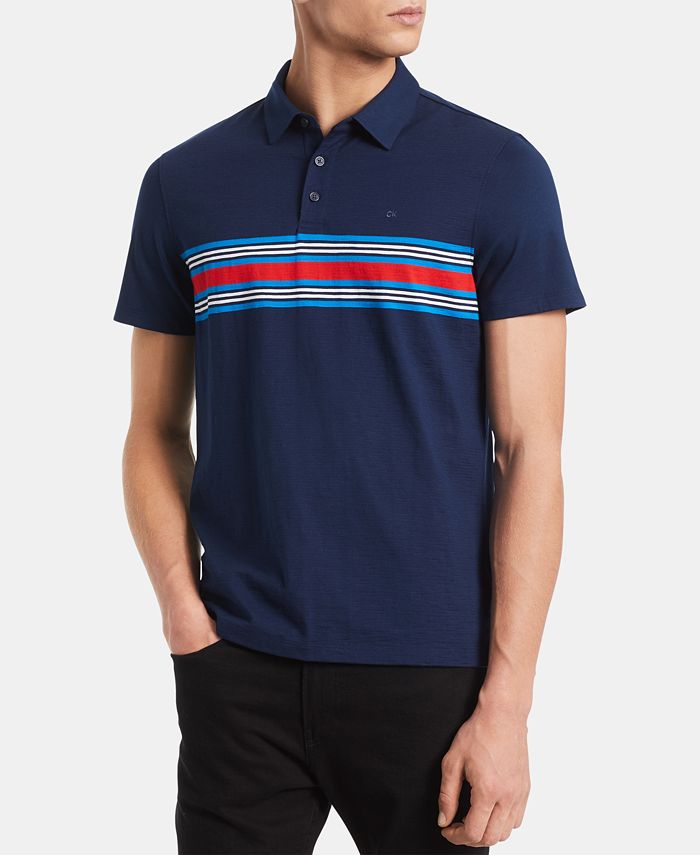 Calvin Klein Men's Slim-Fit Engineered Stripe Polo Shirt - Macy's