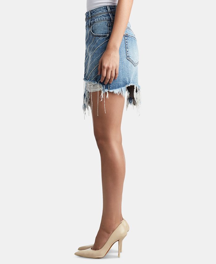 True Religion Rhinestone-Embellished Ripped Skirt - Macy's