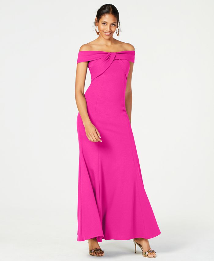Nightway Twisted Off-The-Shoulder Gown - Macy's