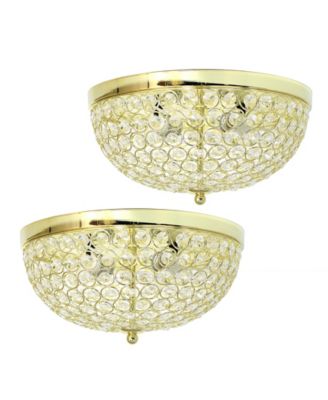 Elegant Designs 2 Light Elipse Crystal Flush Mount Ceiling Light 2 Pack