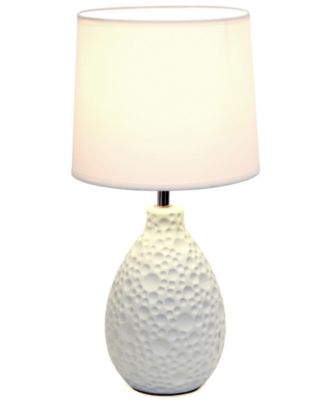 Simple Designs Textured Stucco Ceramic Oval Table Lamp