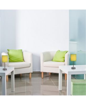 Simple Designs Chrome Mini Basic Table Lamp with Fabric Shade 2 Pack Set