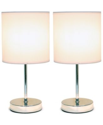 Simple Designs Chrome Mini Basic Table Lamp with Fabric Shade 2 Pack Set