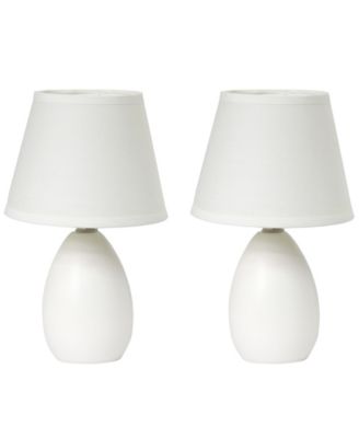 Simple Designs Mini Egg Oval Ceramic Table Lamp 2 Pack Set