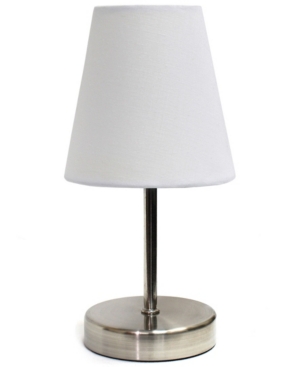 Simple Designs Sand Nickel Mini Basic Table Lamp with Fabric Shade