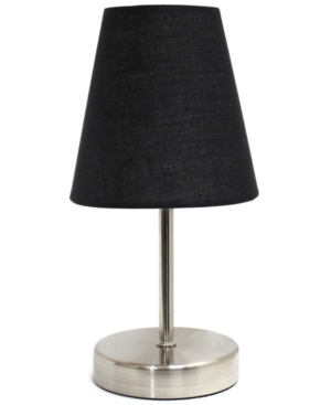 Simple Designs Sand Nickel Mini Basic Table Lamp with Fabric Shade