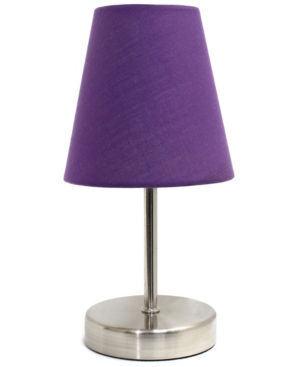 Simple Designs Sand Nickel Mini Basic Table Lamp with Fabric Shade