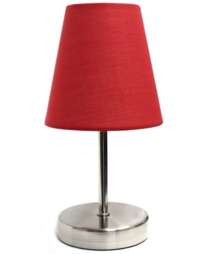 Simple Designs Sand Nickel Mini Basic Table Lamp with Fabric Shade