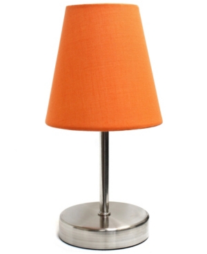 Simple Designs Sand Nickel Mini Basic Table Lamp with Fabric Shade