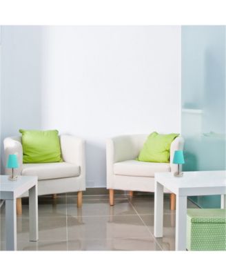 Simple Designs Sand Nickel Mini Basic Table Lamp with Fabric Shade 2 Pack Set