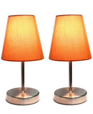 Simple Designs Sand Nickel Mini Basic Table Lamp with Fabric Shade 2 Pack Set