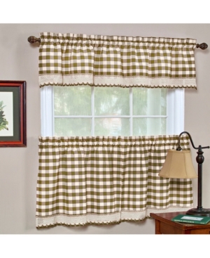 Achim Buffalo Check Window Tier Pair, 58" X 36" In Taupe