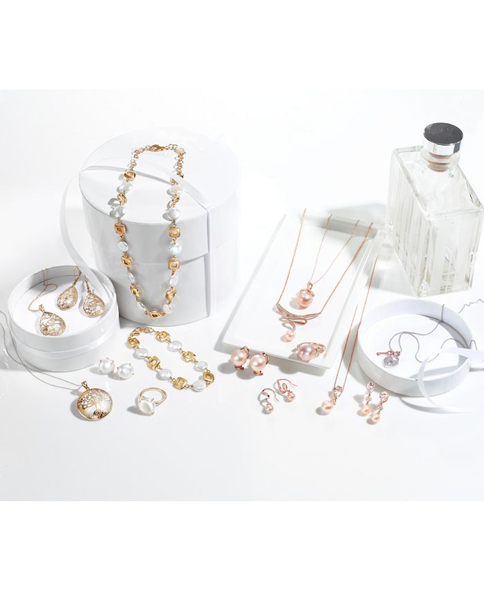 Honora - Cultured Ming Pearl (12mm) & Diamond (1/10 ct. t.w.) Stud Earrings in 14k Rose Gold