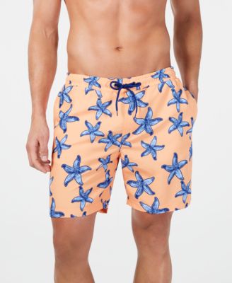 Club Room - Men's Quick-Dry Performance Starfish-Print 7" Swim Trunks