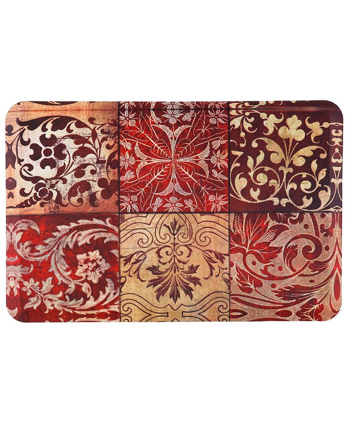 Red Mosaic Designer Chef Oil & Stain Resistant Anti-Fatigue Kitchen Floor  Mat