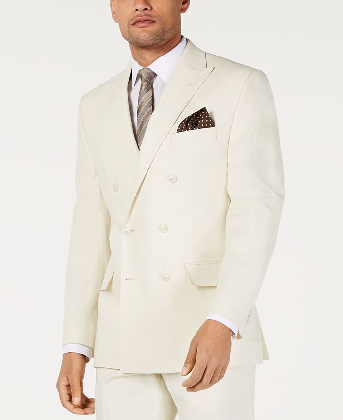 Sean John Classic-Fit Off White Solid Double Suit - Macy's