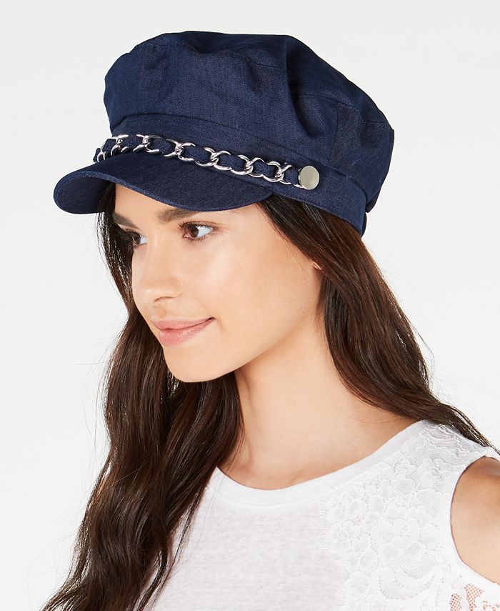 INC International Concepts I.N.C. Chain & Denim Newsboy Cap, Created